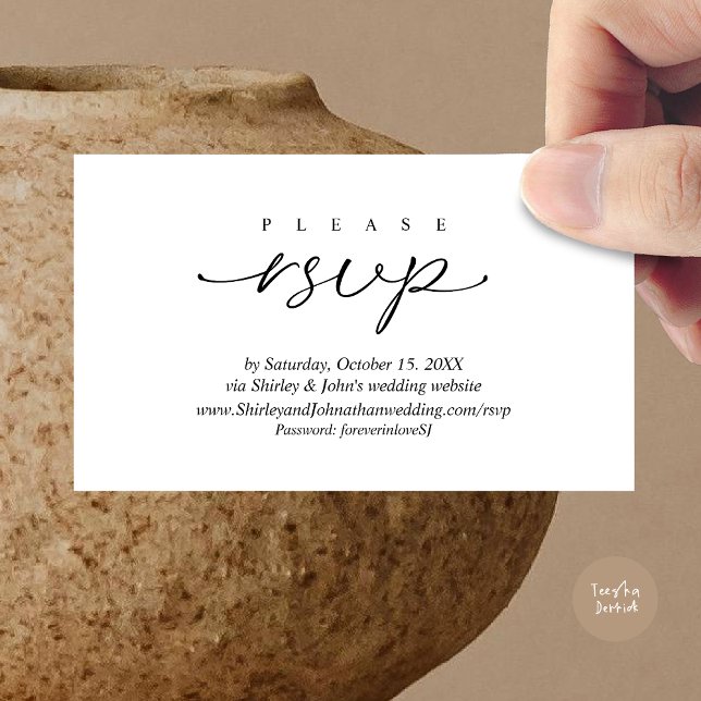 Moderne UAWG Wedding Einladung über die Website (Modern RSVP Wedding Invitation, via Website Enclosure Card, Phone, email, Black White)