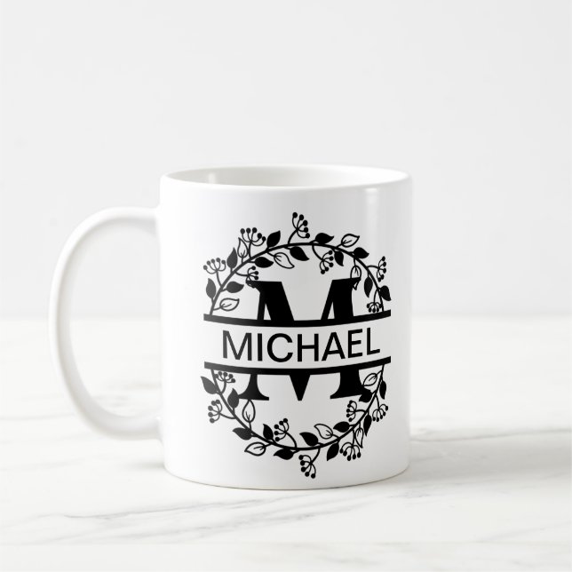 Moderne überarbeitete Mit Monogramm Anfangs- und N Kaffeetasse (Links)