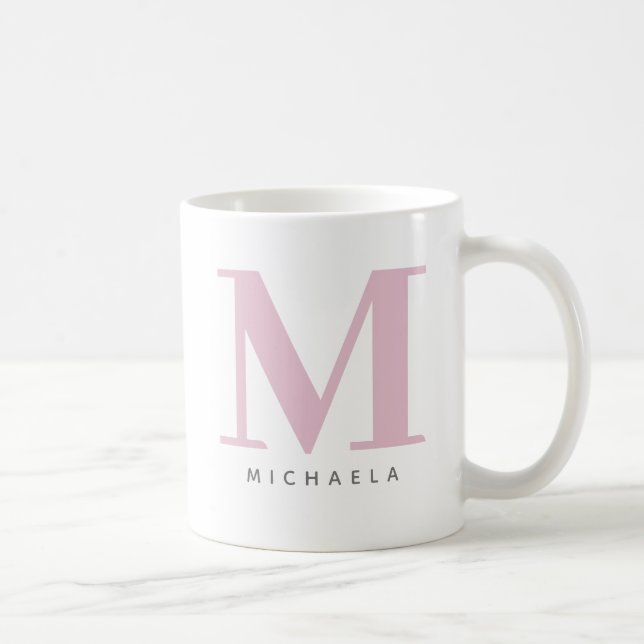 Moderne übergroße monogrammierte Initiale & Name Kaffeetasse (Rechts)