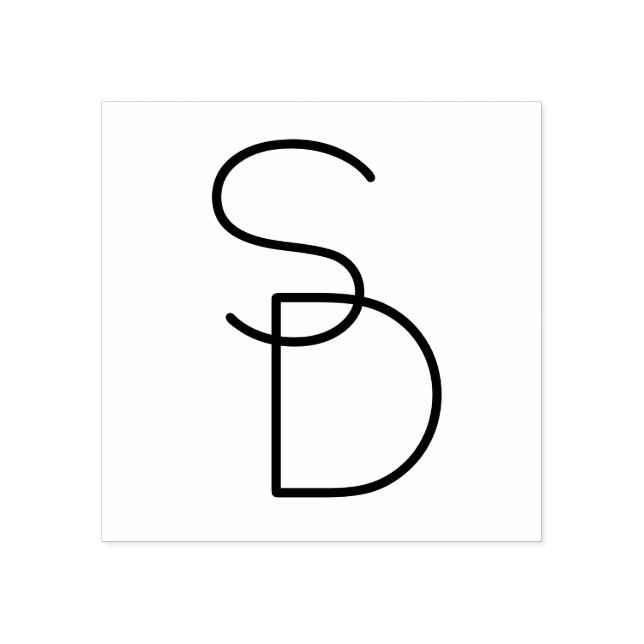 Moderne überlappende Initialen Gummistempel (Prägung)