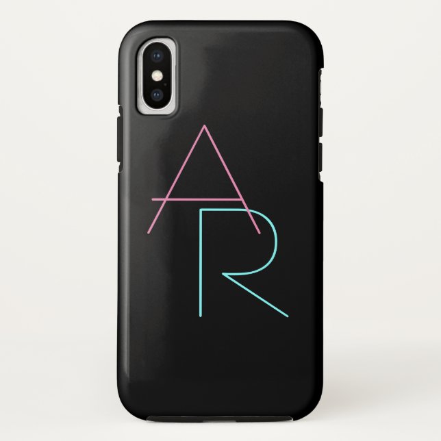 Moderne überlappende Initialen | Pink Türkis Schwa Case-Mate iPhone Hülle (Rückseite)