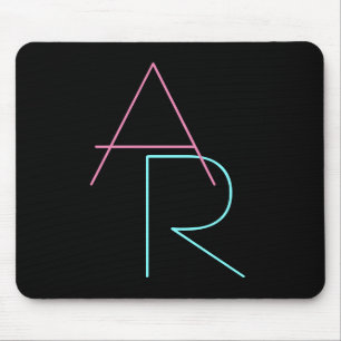 Moderne überlappende Initialen Pink Türkis Schwa Mousepad