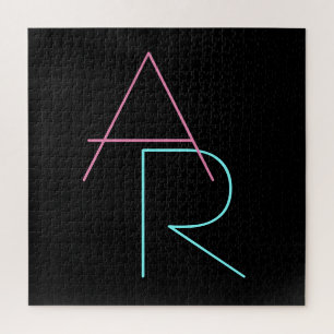 Moderne überlappende Initialen   Pink Türkis Schwa Puzzle