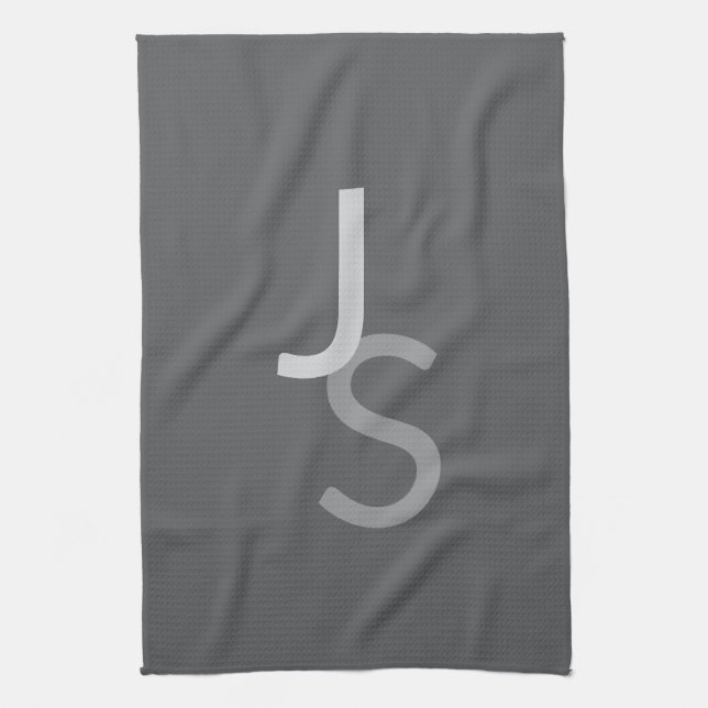 Moderne überlappende monogrammierte Initialen | Gr Geschirrtuch (Vertikal)