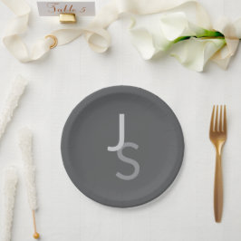 Moderne überlappende monogrammierte Initialen | Gr Pappteller