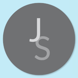 Moderne überlappende monogrammierte Initialen   Gr Runder Aufkleber