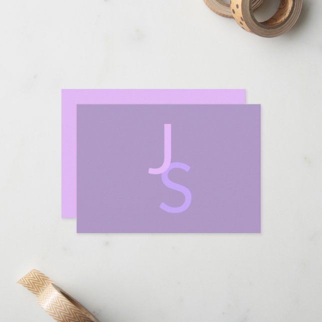 Moderne überlappende monogrammierte Initialen | Li Mitteilungskarte (Vorderseite/Rückseite Beispiel)