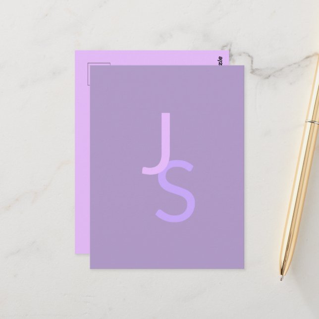 Moderne überlappende monogrammierte Initialen | Li Postkarte (Vorderseite/Rückseite Beispiel)