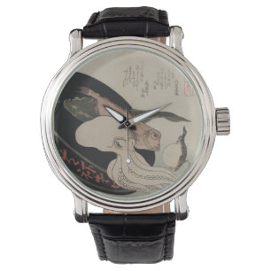 Moderne Uhr mit Vintagem japanischem Kunst-Bild