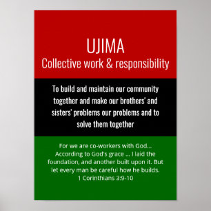 Moderne UJIMA Kollektivarbeit Christlich Kwanzaa Poster
