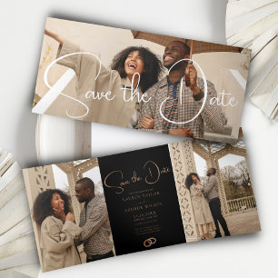 Moderne Ultra-Chic Minimal Save the Date Fotokarte Dreifach Gefaltete Einladung