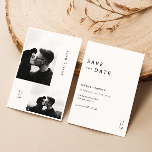 Moderne Ultra Minimalistische Hochzeit mit 2 Fotos Save The Date