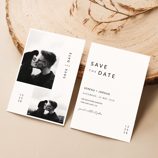 Moderne Ultra Minimalistische Hochzeit mit 2 Fotos Save The Date (Von Creator hochgeladen)