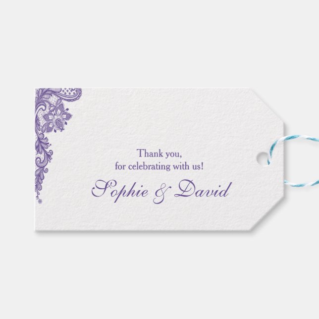 Moderne Ultra-Violet-Hochzeit Geschenkanhänger (Vorderseite (Horizontal))