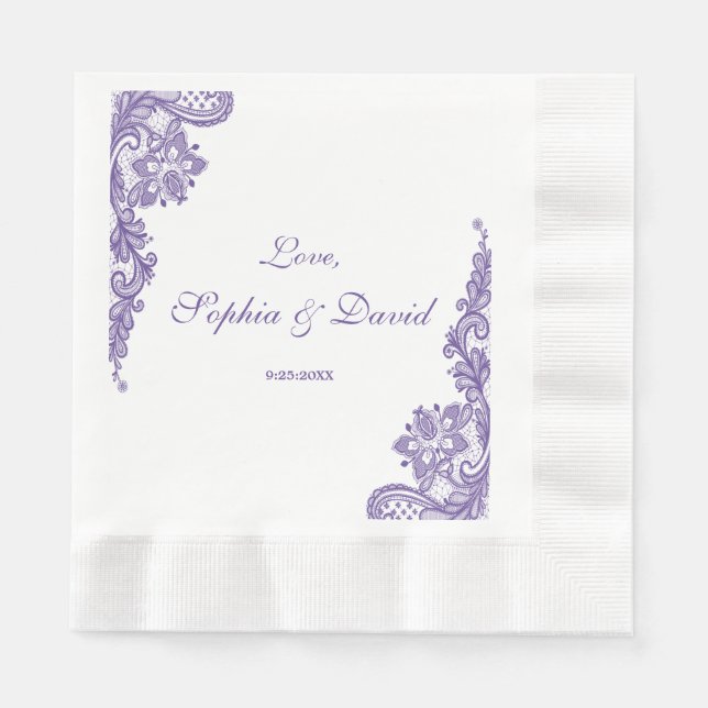 Moderne Ultra-Violet-Hochzeit Serviette (Vorderseite)