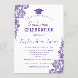 Moderne Ultra Violet Lace Graduation Party Einladung