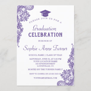 Moderne Ultra Violet Lace Graduation Party Einladung