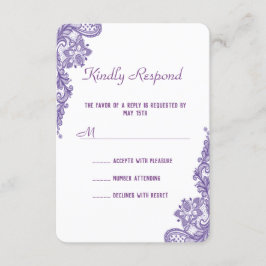 Moderne Ultra Violet Lace Wedding RSVP Einladung