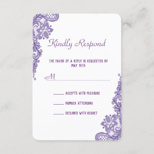 Moderne Ultra Violet Lace Wedding RSVP Einladung