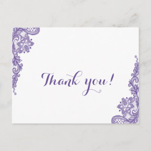 Moderne Ultra Violet Lace Wedding Vielen Dank Postkarte