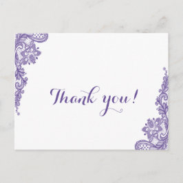 Moderne Ultra Violet Lace Wedding Vielen Dank Postkarte