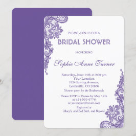 Moderne Ultra-Violet Spitzen Bridal Dusche Einladu Einladung