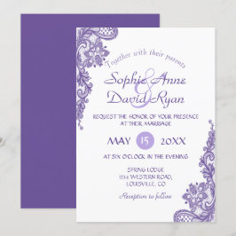 Moderne Ultra-Violet-Spitzen-Hochzeitseinladung Einladung