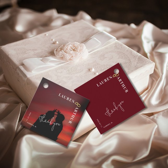 Moderne, ultraschicke Minimal-Foto-Hochzeit Geschenkanhänger (Von Creator hochgeladen)