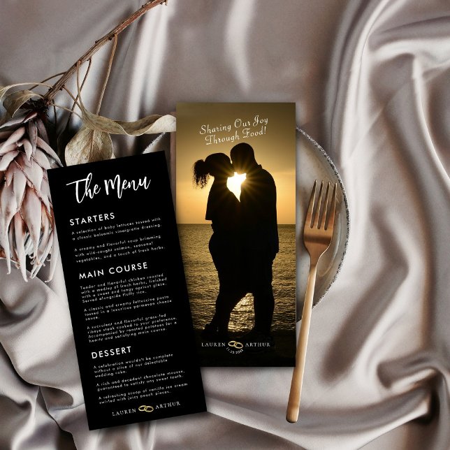 Moderne, ultraschicke Minimal-Foto-Hochzeitmenü-Ka Menükarte (Von Creator hochgeladen)