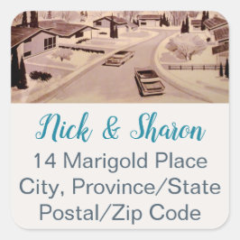 Moderne Umschlag Aufkleber-Adresslisten aus dem Mi Quadratischer Aufkleber