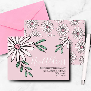 Moderne Umzugsankündigung Floral Daisy Mitteilungskarte