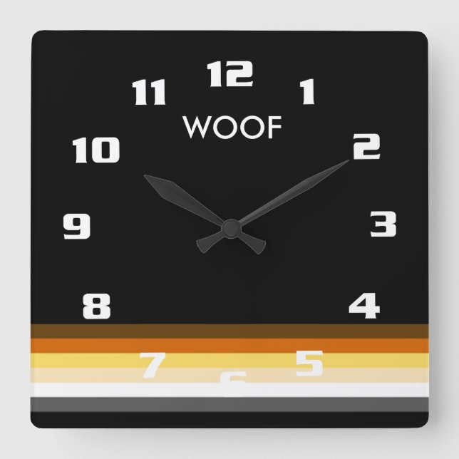 Moderne und Coole Gay Bear Prilag WOOF Quadratische Wanduhr (Vorderseite)
