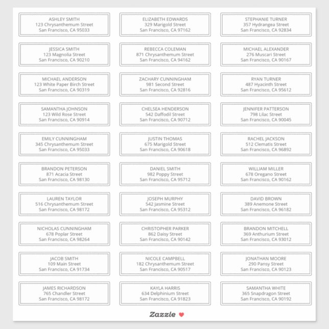 Moderne und einfache Anschrift für Hochzeitsgäste Aufkleber (Blatt)