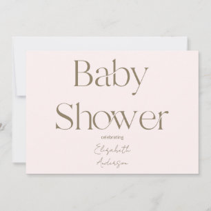 Moderne und einfache Baby Shower mit Rosa und Gold Einladung