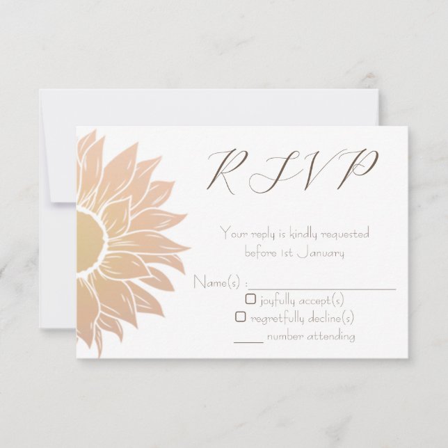 Moderne und einfache RSVP-Karte für Sonnenblumen RSVP Karte (Vorderseite)