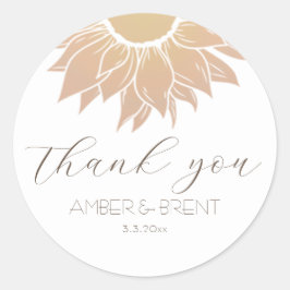 Moderne und einfache Sonnenblume Vielen Dank Runder Aufkleber