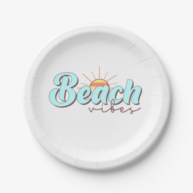 Moderne und einfache Strandvibes White Pappteller (Vorderseite)