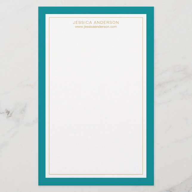 Moderne und elegante Aquamarine und weiße Personal Briefpapier (Vorderseite)
