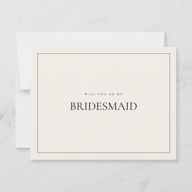 Moderne und elegante Beige Bridesmaid-Vorschlagska Save The Date (Vorderseite)