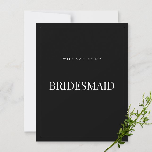 Moderne und elegante Black Bridesmaid-Vorschlagska Save The Date (Von Creator hochgeladen)