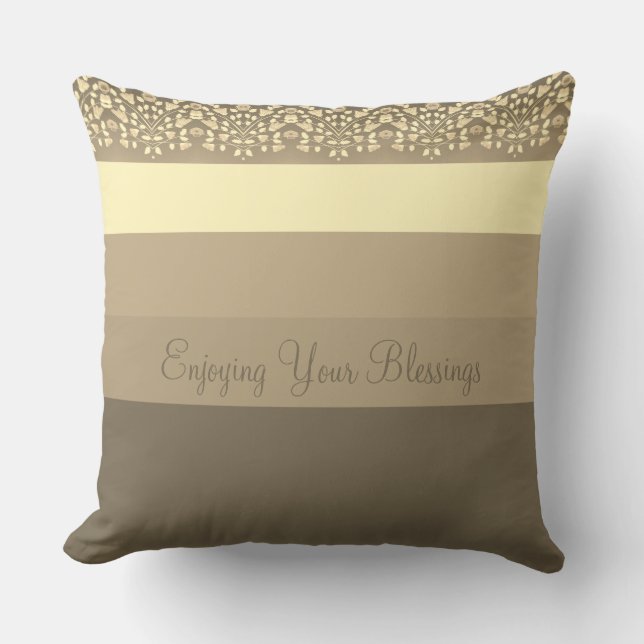 Moderne und elegante Creme und Taupe Gemustert Kissen (Vorderseite)