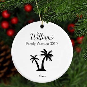 Moderne und elegante Familie Name Tropical Vacatio Keramik Ornament