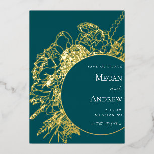 Moderne und elegante florale Boquet-Save-the-Date- Folieneinladung