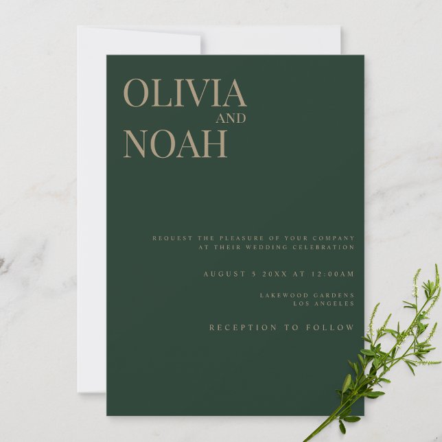 Moderne und elegante Green Wedding Invitation Card Einladung (Von Creator hochgeladen)