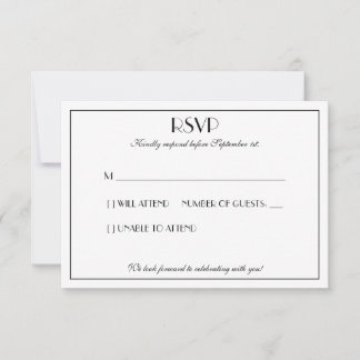 Moderne und elegante Hochzeit RSVP Karte