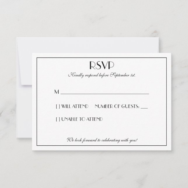Moderne und elegante Hochzeit RSVP Karte (Vorderseite)