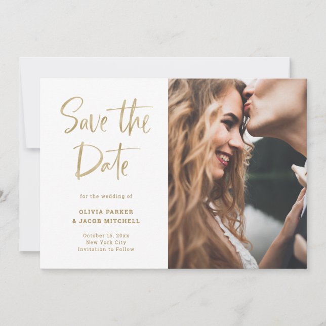 Moderne und elegante Imitate Gold | FOTO Save The Date (Vorderseite)