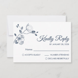 Moderne und elegante Orchideen minimalistisch RSVP Karte