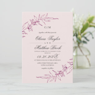 Moderne und elegante rosafarbene florale Hochzeit Einladung