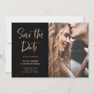 Moderne und elegante Rose Gold und Black FOTO Save The Date